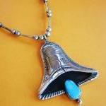 Vintage Liberty Bell Necklace Pendant Turquoise..