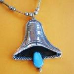 Vintage Liberty Bell Necklace Pendant Turquoise..