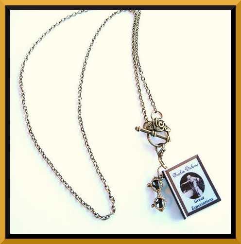 Miniature Book Charm Necklace - Dickens Or Customized With Your Favorite Vintage Classic Novel
