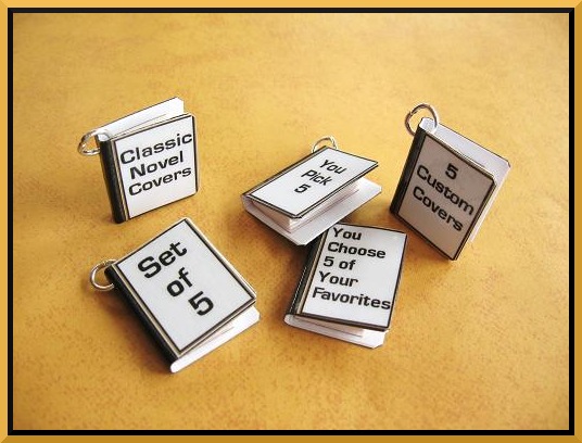 Custom Miniature Book Charms - Includes 5 In Set - You Pick Your Favorite Covers